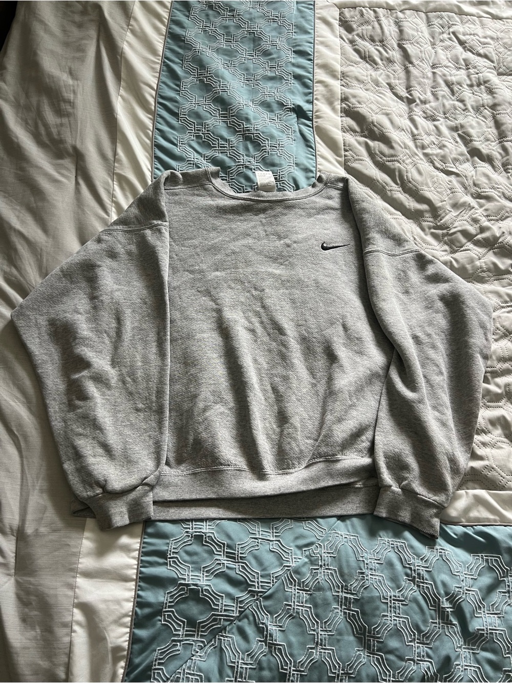 Embroidered Nike Men's Gray Crewneck Sweatshirt